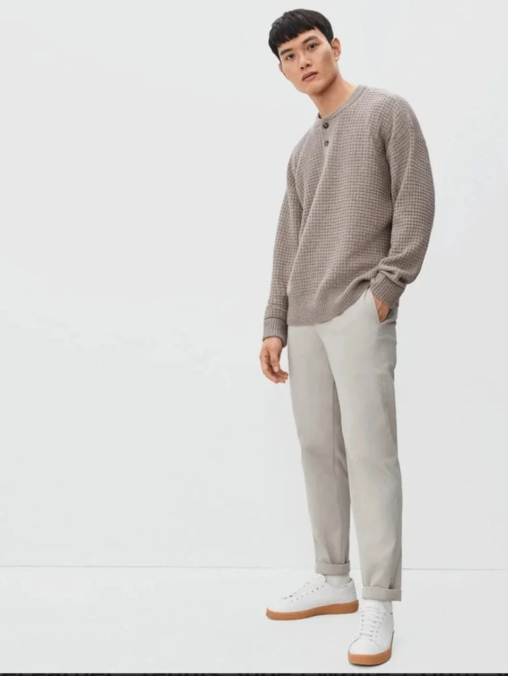 Everlane The ReLeather Tennis Shoe Size Men's 12 Women's 14 White / Gum Sole